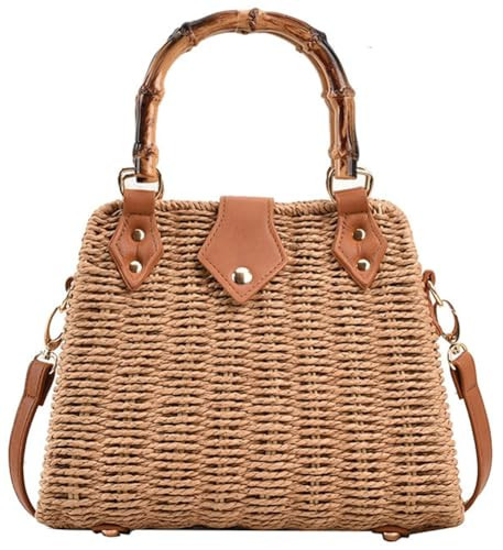 Summer Straw Bag for Women Beach Rattan Top-Handle Purse Straw Crossbody Clutch Bags Handwoven Tote Handbag 2024 | Amazon (US)