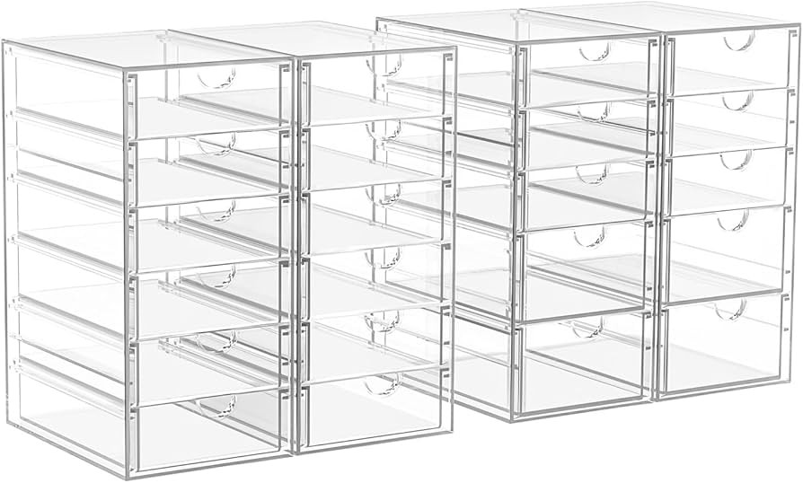 22 Drawers, Acrylic Desk Makeup Organizer, Plastic Drawers Organizer, Stackable Storage Solution ... | Amazon (US)