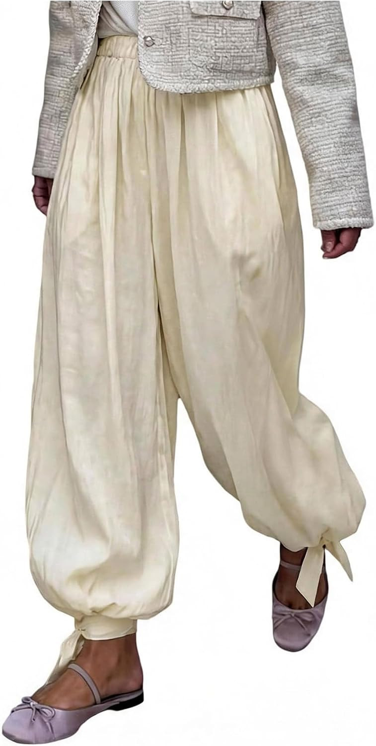 MakeMeChic Women's Balloon Pants Fall Elastic Waist Barrel Bubble Pants | Amazon (US)