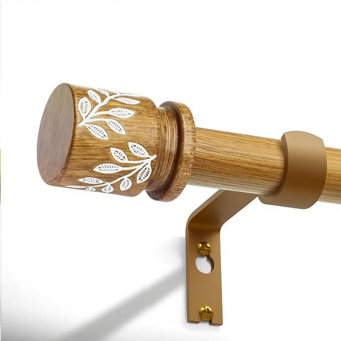QDWIS Natural Wood Curtain Rods for Windows 28 to 48 inch Boho Decorative Handmade Wood Grain Dra... | Amazon (US)