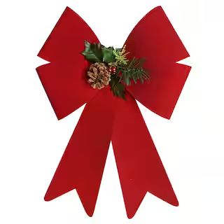 17.5" Red Velvet Outdoor Bow with Pinecone by Celebrate It™ | Michaels Stores