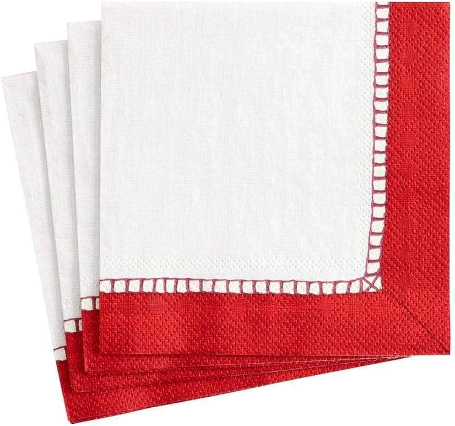 Entertaining with Caspari Linen Cocktail Napkin, Red, Pack of 20,7655C | Amazon (US)