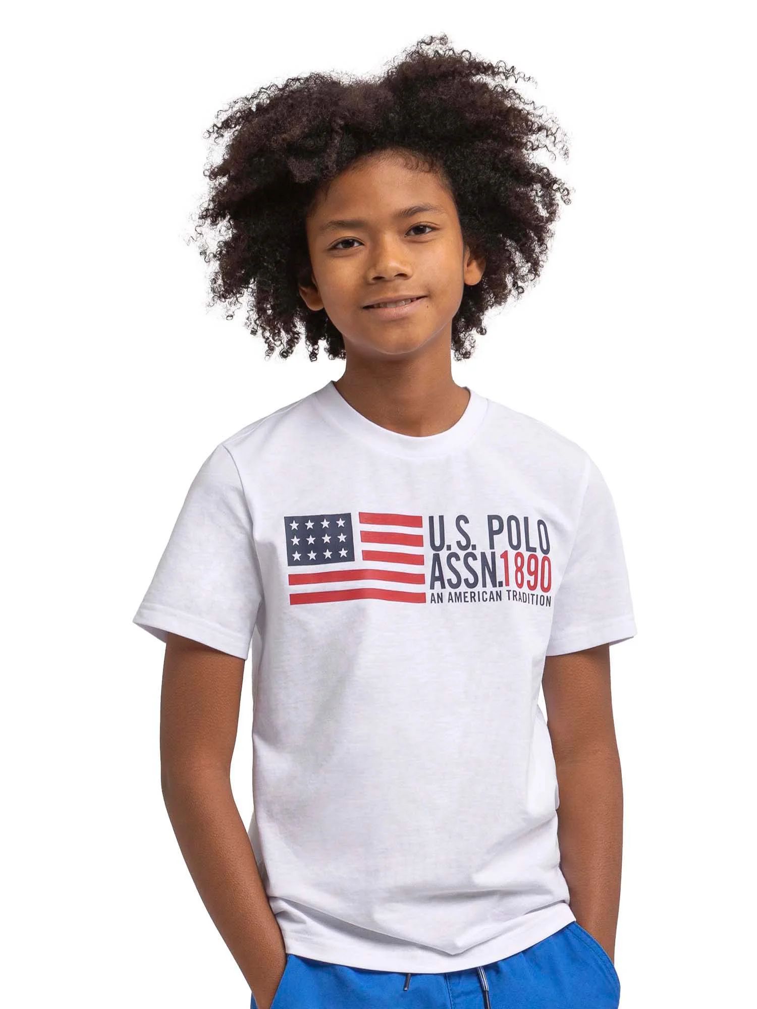 U.S. Polo Assn. Boys American Flag Short Sleeve Graphic T-Shirt, Sizes 4-18 | Walmart (US)