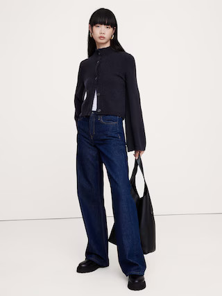 Merino-Blend Flare-Sleeve Cardigan | Banana Republic (US)