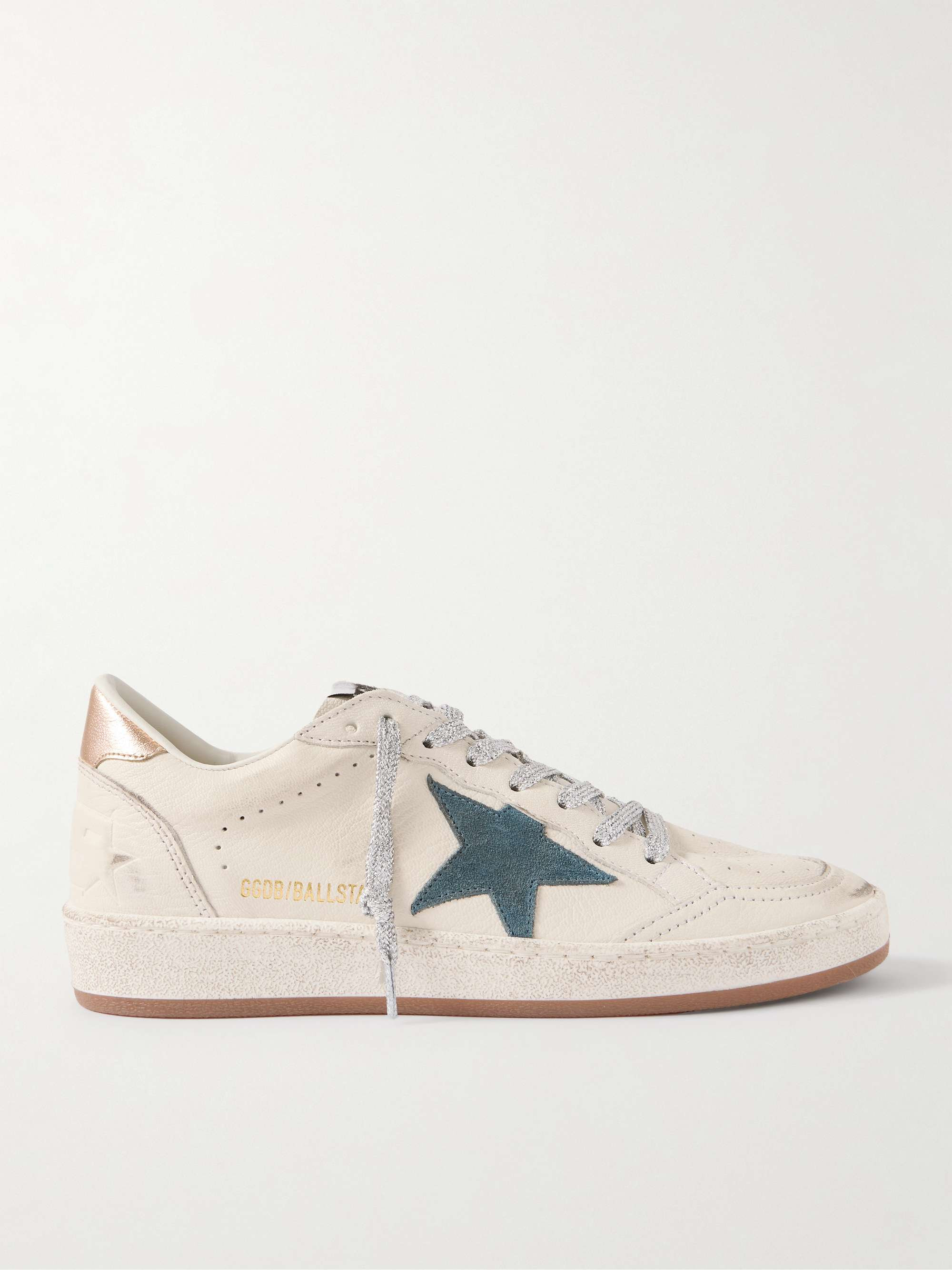 Ball Star distressed suede-trimmed leather sneakers | NET-A-PORTER (UK & EU)