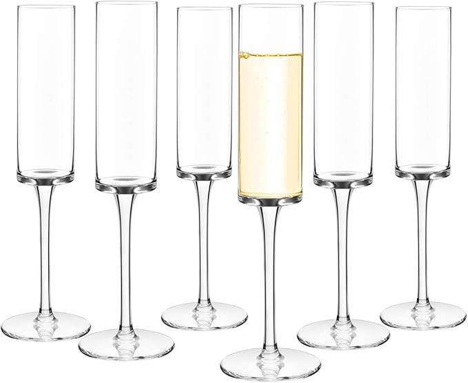 Set of 6 Crystal Champagne Flutes Champagne Glasses Hand Blown Classy Champagne Flutes 100％Lead... | Amazon (US)