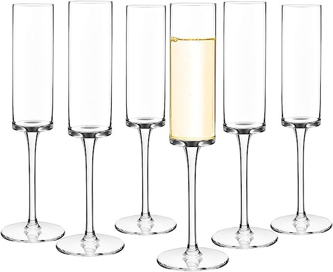Set of 6 Crystal Champagne Flutes Champagne Glasses Hand Blown Classy Champagne Flutes 100％Lead... | Amazon (US)