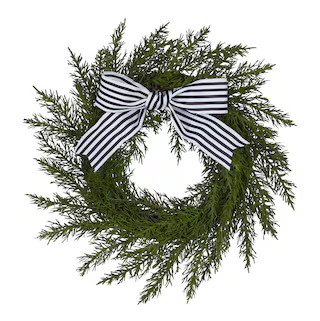 CANVAS Un-Lit Indoor Christmas Decoration Cypress Mini Wreath with Black & White Bow, 10-in#051-5... | Canadian Tire