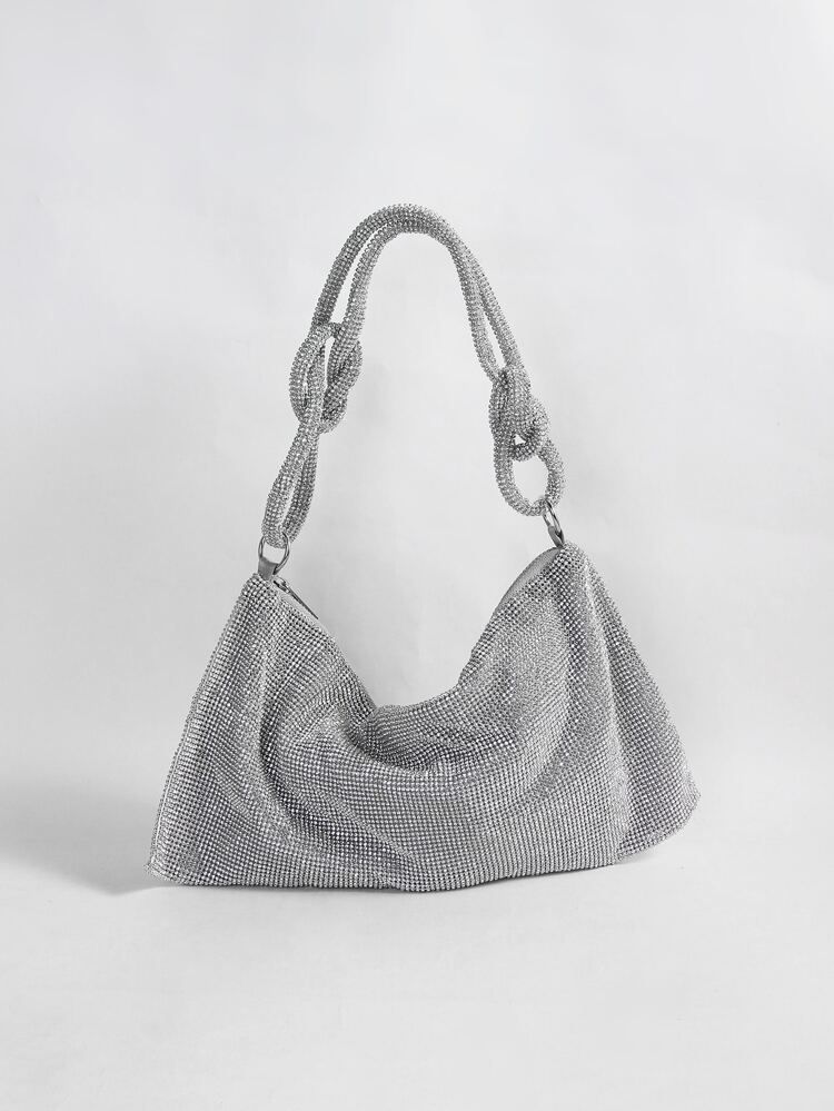 Bolso fruncido con diseño de diamante de imitación | SHEIN