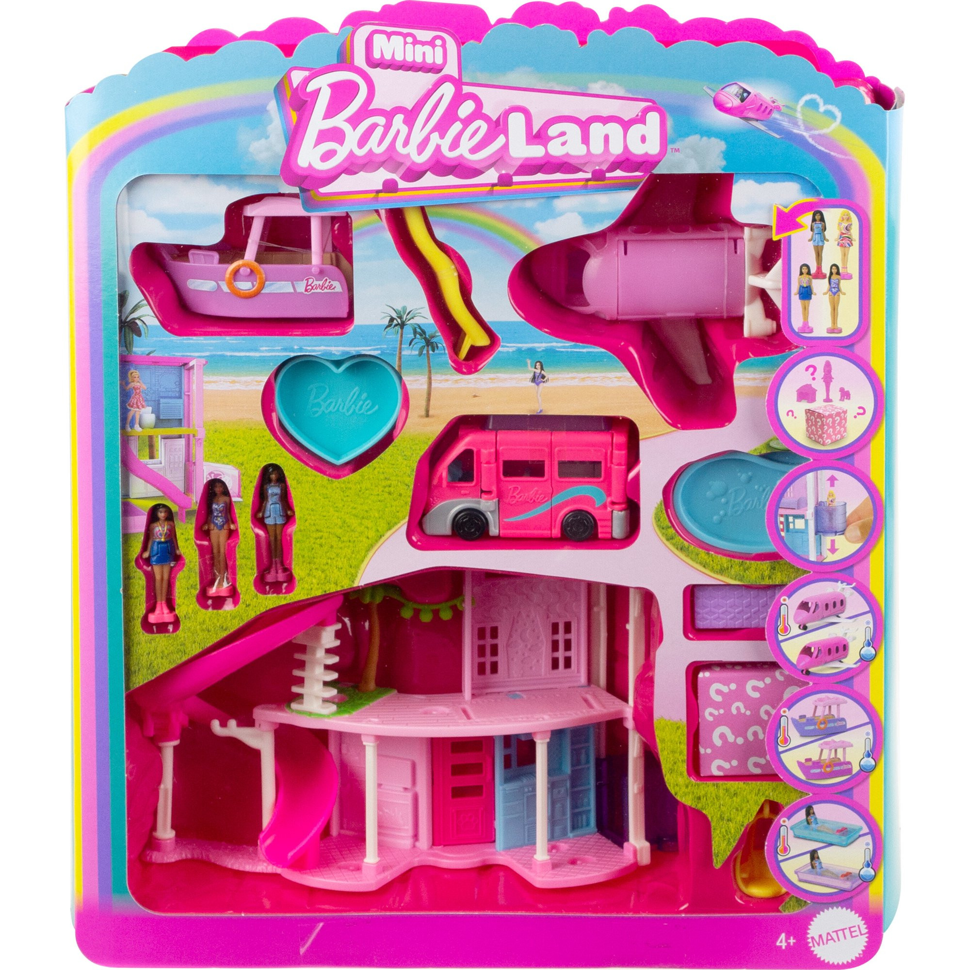 Barbie Mini BarbieLand DreamHouse & 3-Vehicle Playset with 4 1.5-inch Dolls, Furniture & Accessor... | Walmart (US)