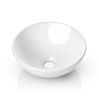 11" Round White Ceramic Vessel Bathroom Sink - Above Counter | Wayfair North America