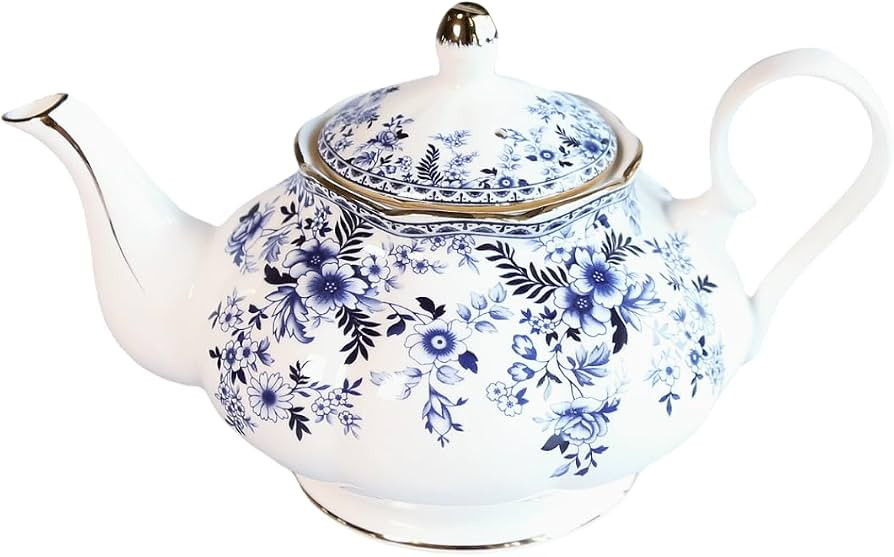 22oz Floral Ceramic Teapot (Suitable for 1 to 3 people) \u2013 Vintage Gold Rim Porcelain Tea Pot... | Amazon (US)