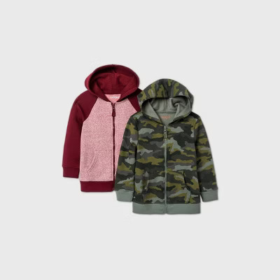 Toddler Boys' 2pk Fleece Sweatshirt - Cat & Jack™ Burgundy | Target