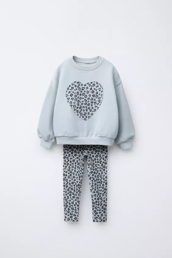 PATCH SWEATSHIRT AND PRINTED RIBBED LEGGINGS SET | Zara US