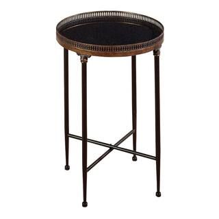 Litton Lane 18 in. Black Large Round Marble End Accent Table with Tray Top 80442 - The Home Depot | The Home Depot