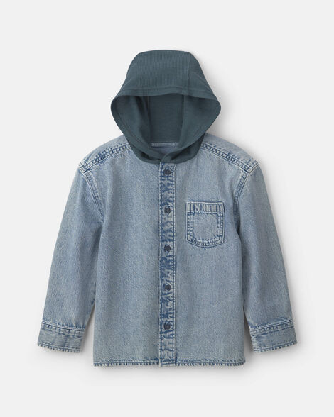 Boys Denim Hooded Button-Down Shirt - Indigo - OshKosh B'gosh | Carter's | Carter's Inc