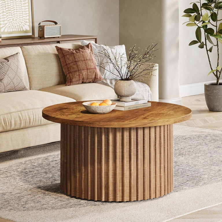 Tribesigns 31.5" Round Coffee Table, Farmhouse Circle Coffee Table with Metal Base | Walmart (US)