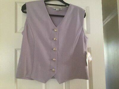 St.John  Marie Gray Vest/Top Size 14  Button Up Sleeveless Lavender new with tag | eBay US