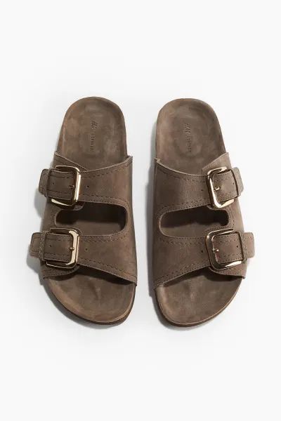 Suede Sandals - Dark beige - Ladies | H&M US | H&M (US + CA)