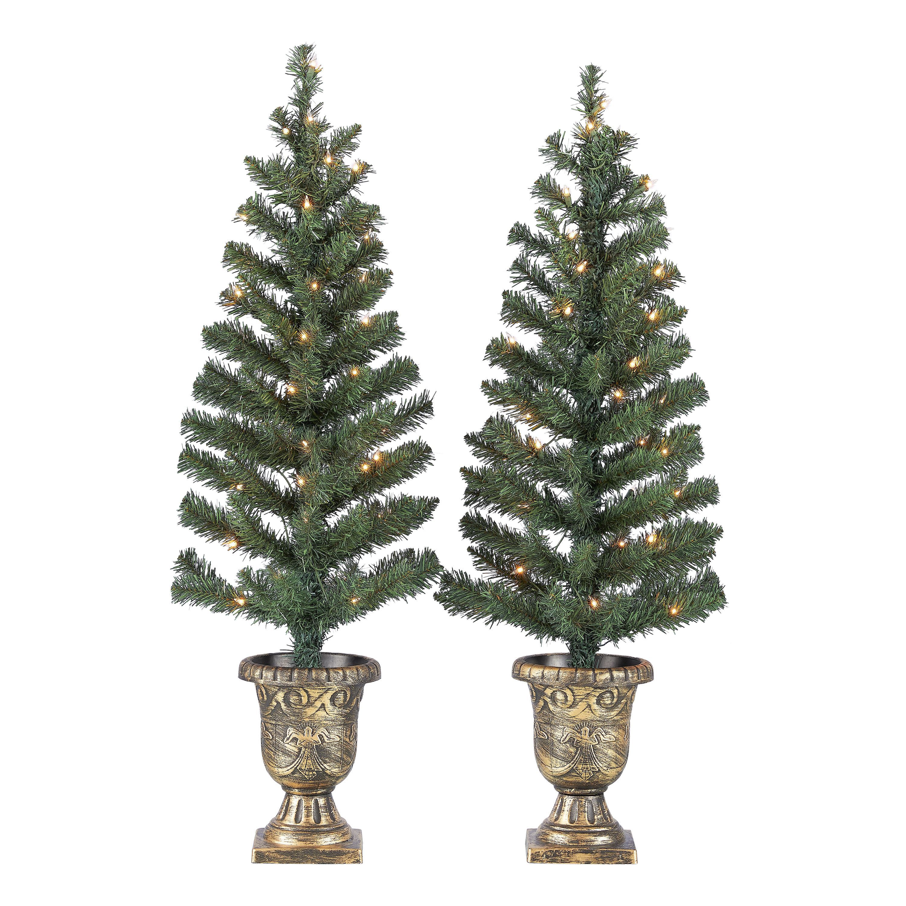 Holiday Time Prelit Bronze Conical Christmas Trees (set of 2), 3.5 ft - Walmart.com | Walmart (US)
