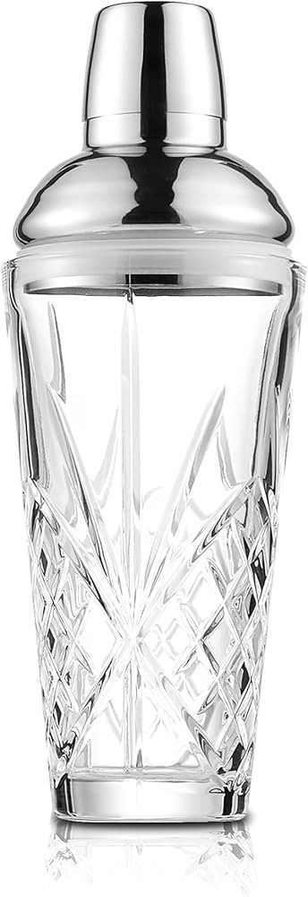 Glass Cocktail Shaker, 18.5oz Cutting Design Glass Shaker - Exquisite Martini Shaker for Elevated... | Amazon (US)