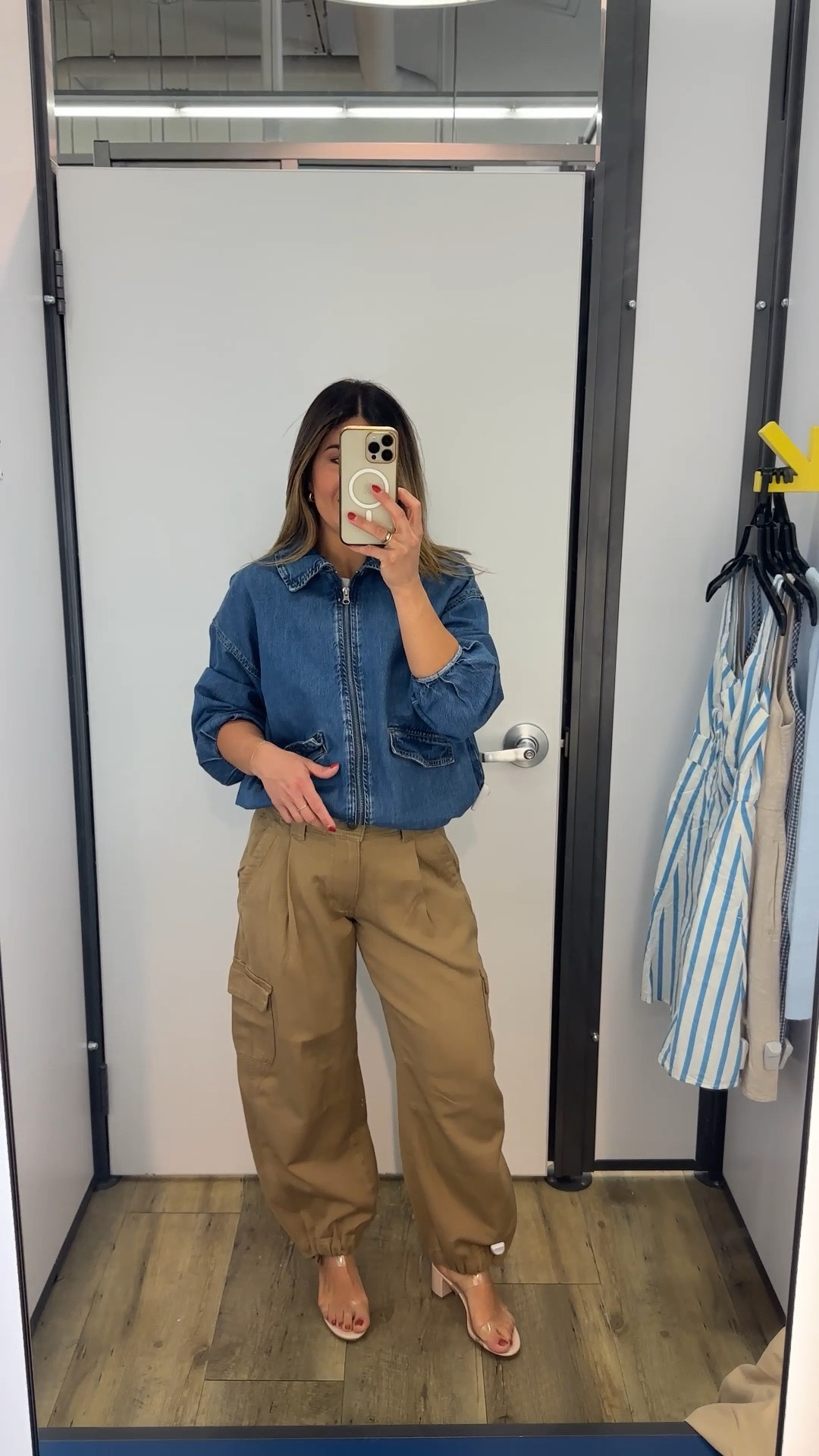 These pants came home with me! They are so good! I’m obsessed with the quality and fit! And they look amazing with this denim jacket! Such a good layering piece! 
Top size xs
Jacket size small
Pants size xs. Take 36% off right now!!!

#LTKootd #LTKSeasonal #LTKSaleAlert