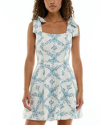 Juniors' Floral-Print Tie-Strap Dress | Macy's