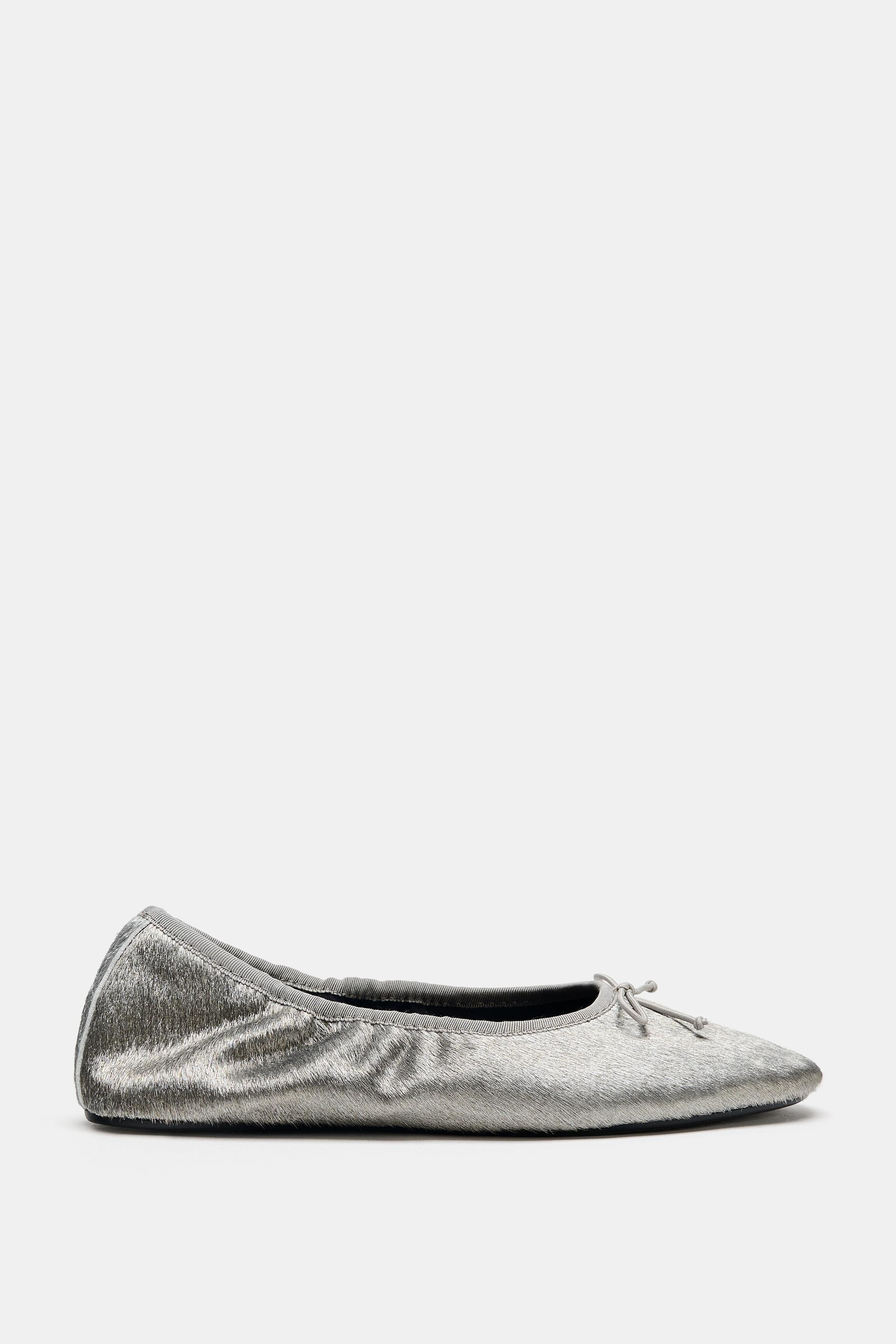 FUR LEATHER BALLET FLATS | Zara US
