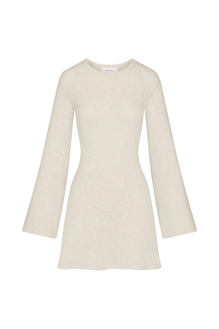 Bell Sleeve Mini Dress in Crochet Knit | Anemos Swim (US)