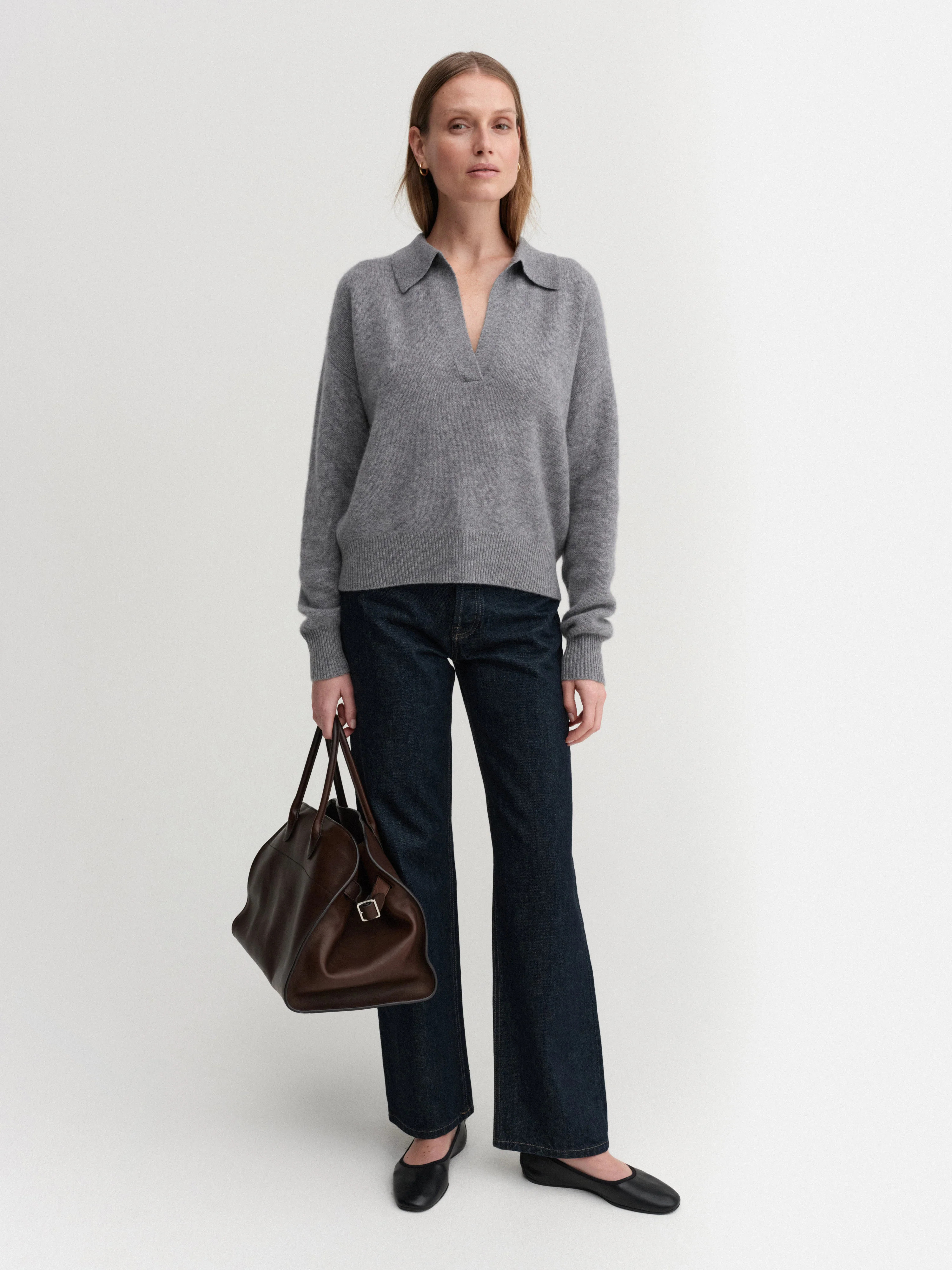 Kaia Collar Sweater, grey | Almada Label