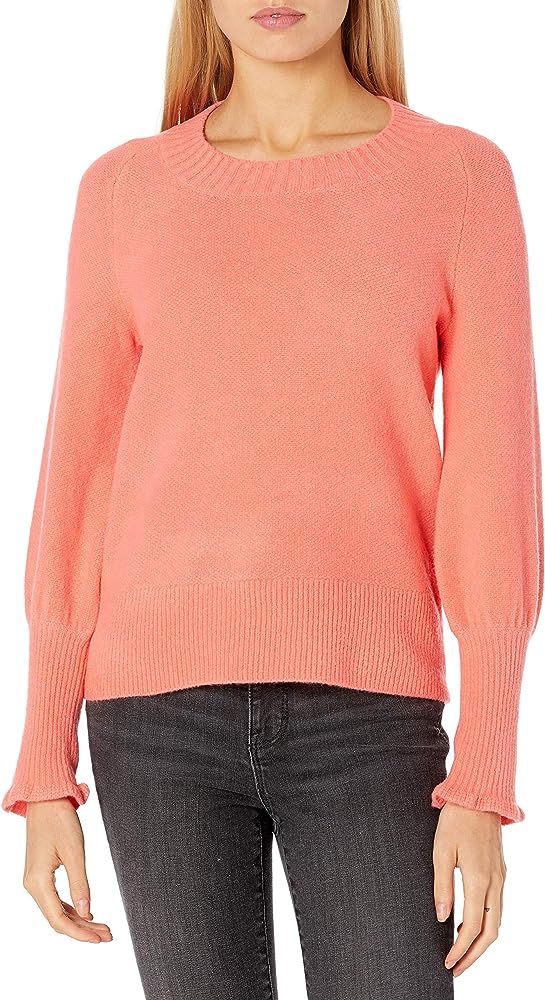 Goodthreads Women's Oversized Mid-Gauge Stretch Long Ruffle Sleeve Scoop Neck Sweater | Amazon (US)