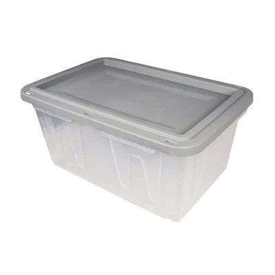 Project Source Medium 27-Gallons (108-Quart) Clear Tote with Standard Snap Lid | Lowe's
