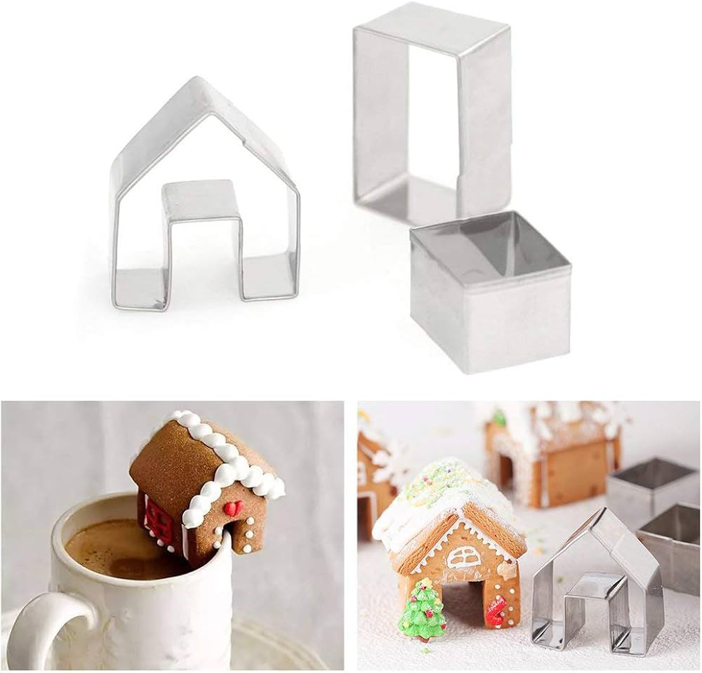 KALAIEN 3Pcs Stainless Steel Christmas Mini House Mold Gingerbread Cookie Cutter Set Cupcake Choc... | Amazon (CA)