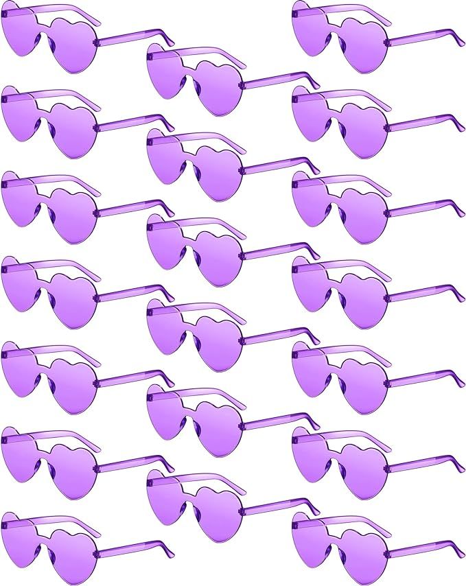 20 Pair Kid Heart Shaped Sunglasses Girl Boy Party Sunglasses Rimless Transparent Candy Color Vin... | Amazon (US)