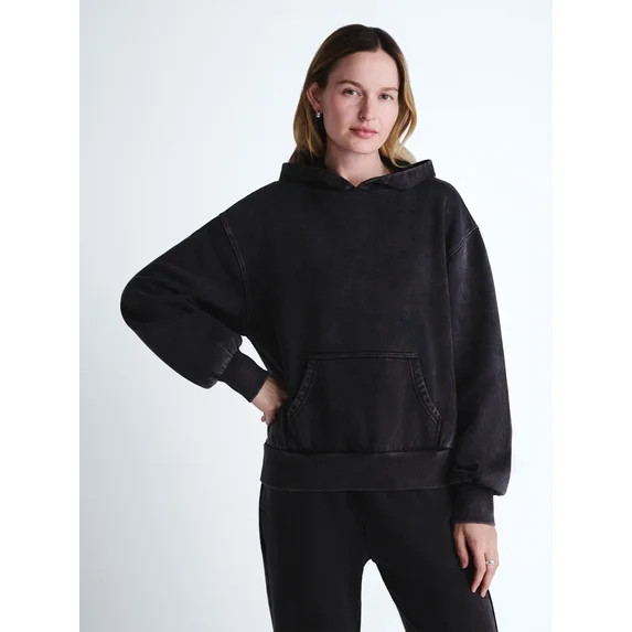 Scoop Women’s and Women's Plus Mineral Washed Oversized Cropped Hoodie, Sizes XS-4X | Walmart (US)