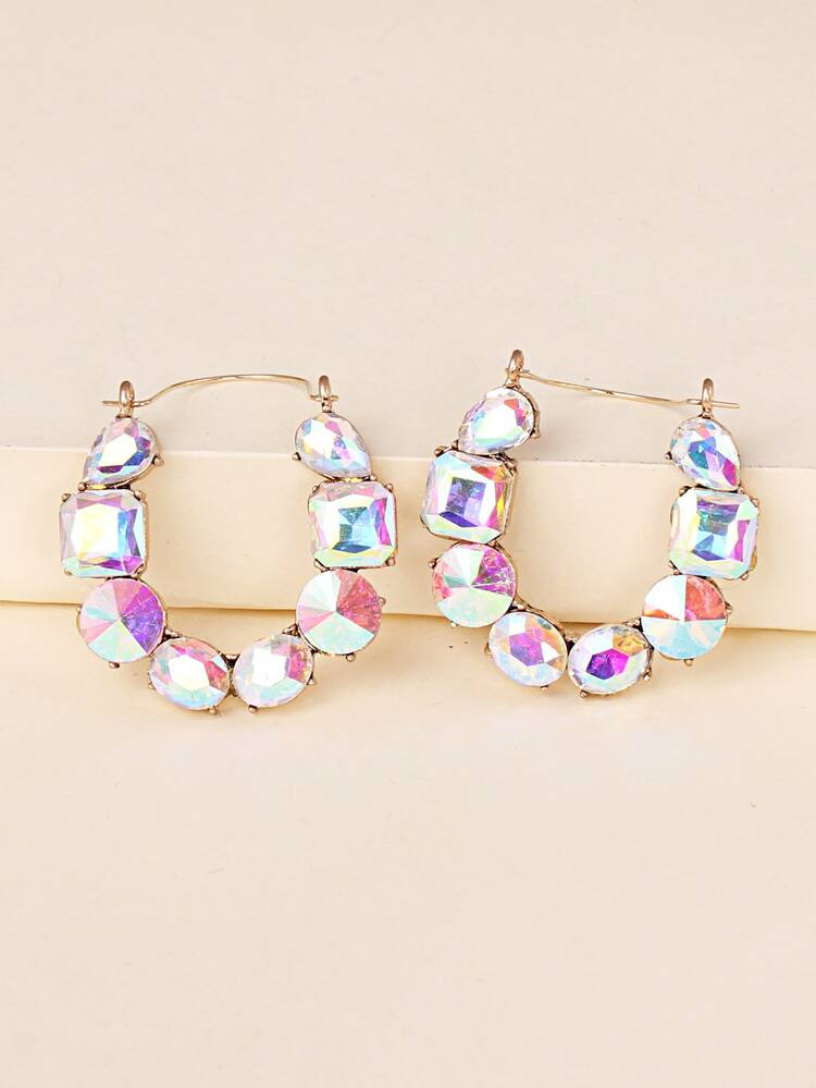 Rhinestone Decor Hoop Earrings | SHEIN
