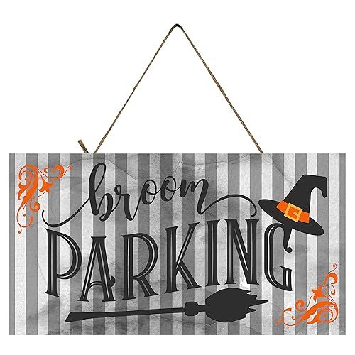 Broom Parking Halloween Handmade Wood Sign | Amazon (US)