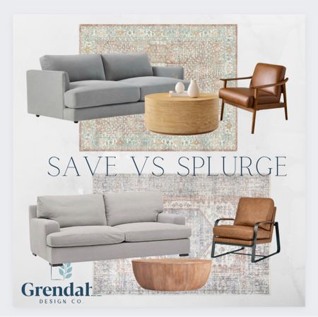 Save Vs Splurge. West Elm vs Amazon and Wayfair.  Living room decor. Modern. Sofa. Leather chair. Rugs  