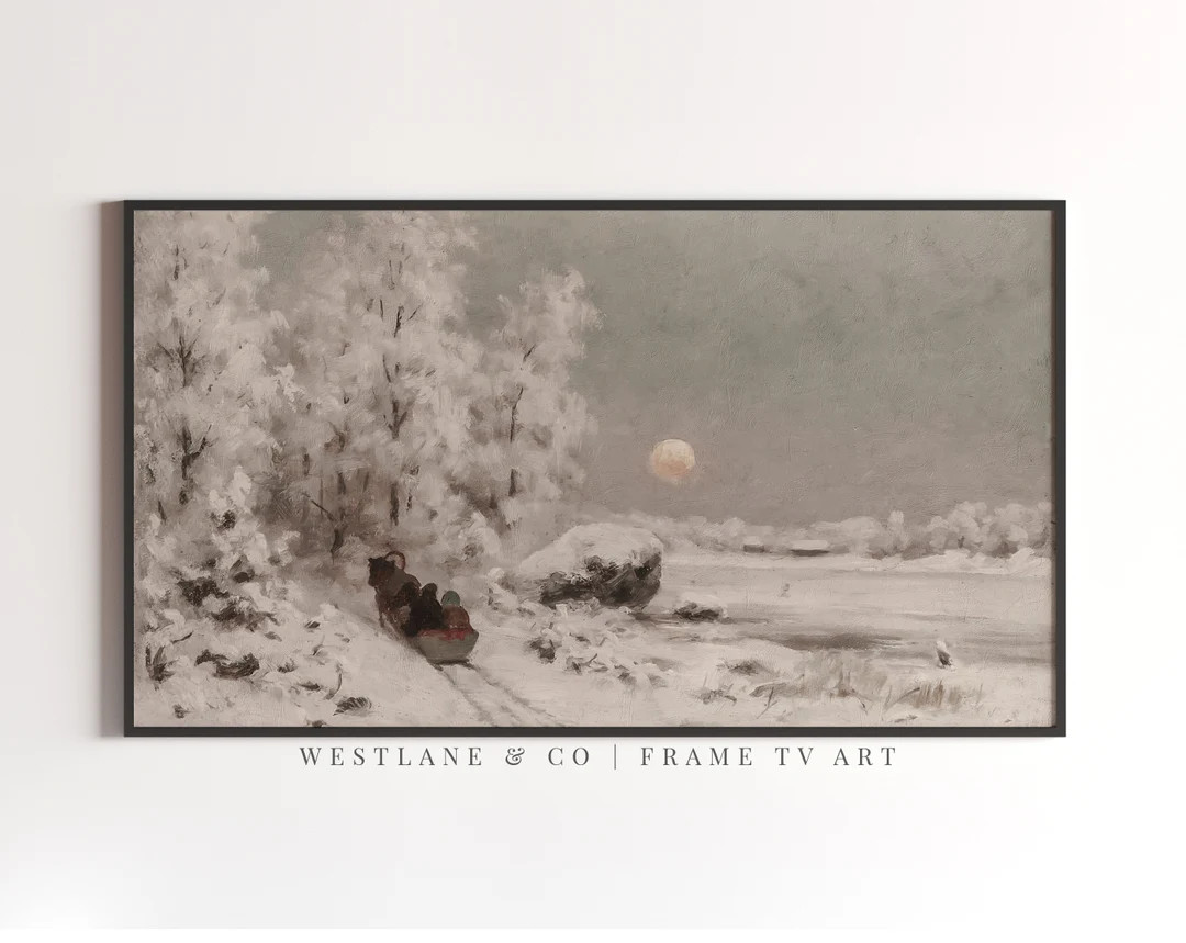 Samsung Frame TV Art Vintage Winter Landscape Painting - Etsy Canada | Etsy (CAD)