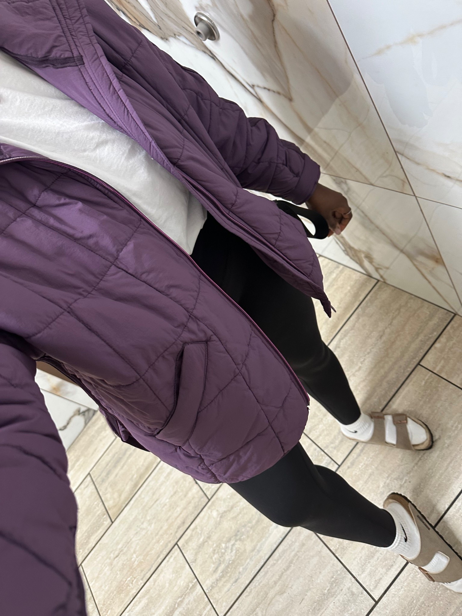 Comfy transitional weather outfit| wearing medium in jacket and leggings + size up for the birks if buying a narrow fit . 

#LTKActive #LTKootd #LTKSeasonal