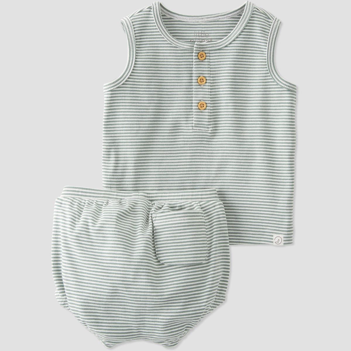 Little Planet by Carter’s Organic Baby 2pc Ribbed Striped Coordinate Set - Blue Newborn | Target