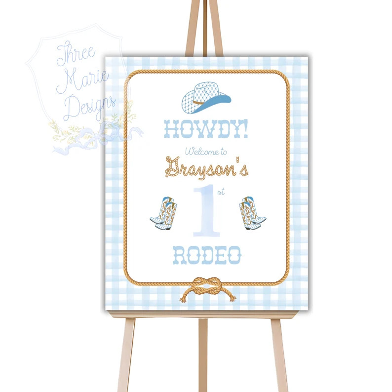 Rodeo Welcome Sign Editable First Rodeo Birthday Welcome Signage Blue Rodeo Birthday Decor Second... | Etsy (US)