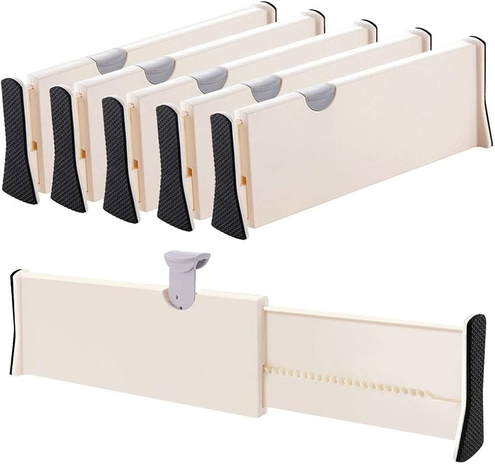 Drawer Dividers Organizer 5 Pack, Adjustable Separators 4" High Expandable from 11-17" for Bedroo... | Amazon (US)