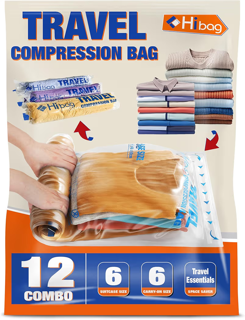 12 Compression Bags for Travel Essentials, Vacuum Packing Space Saver Bags for Cruise Accessories... | Amazon (US)