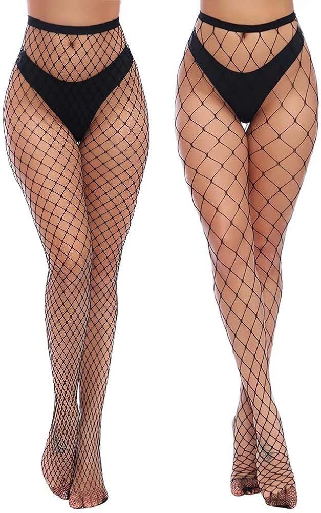 Charmnight Womens High Waist Tights Fishnet Stockings Thigh High Pantyhose 2 Pair(1) at Amazon Wo... | Amazon (US)