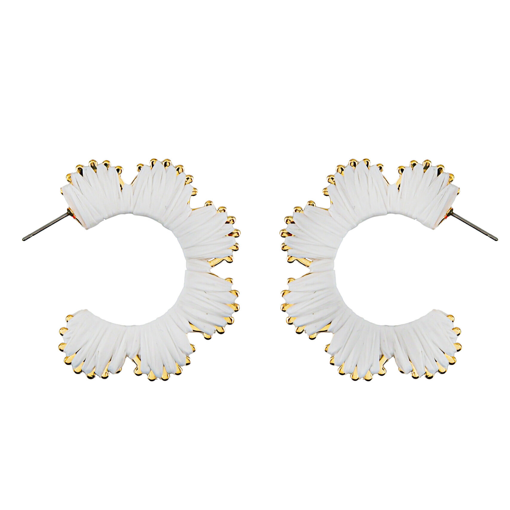WHITE SCALLOPED RAFFIA EARRINGS | Panacea