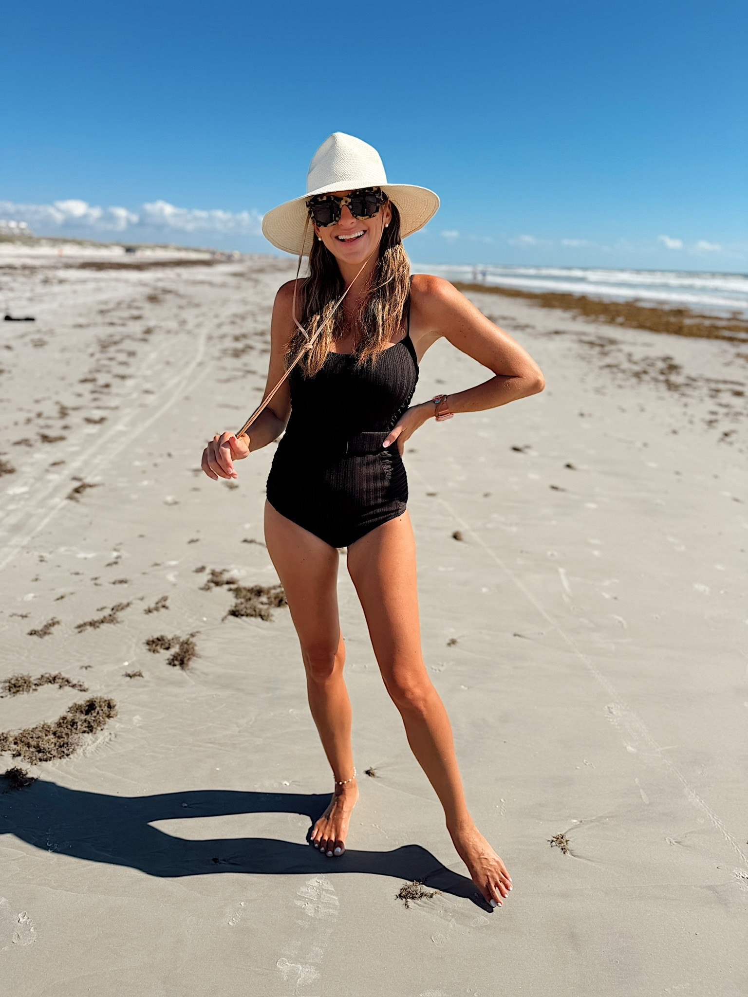 Beach vacation ootd! In a medium swimsuit, hat, sunglasses and accessories- fits tts.

#LTKTravel #LTKSwim #LTKootd