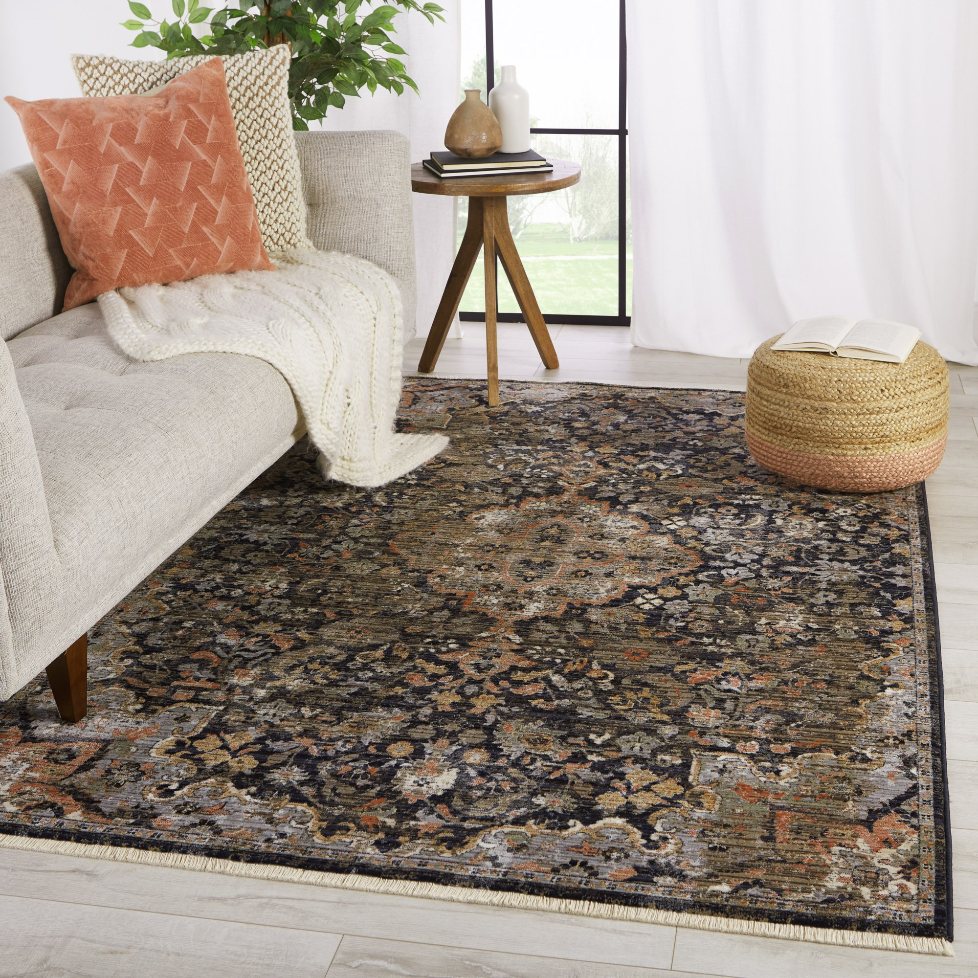 Zefira Amena Navy/Grey (ZFA-09) Area Rug | Rugs Direct