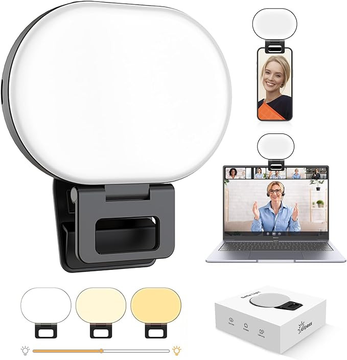 Selfie Light Clip-Must-Have for Influencers 3 Light Modes Side-Emitting Protects Eyes Fill Light ... | Amazon (US)