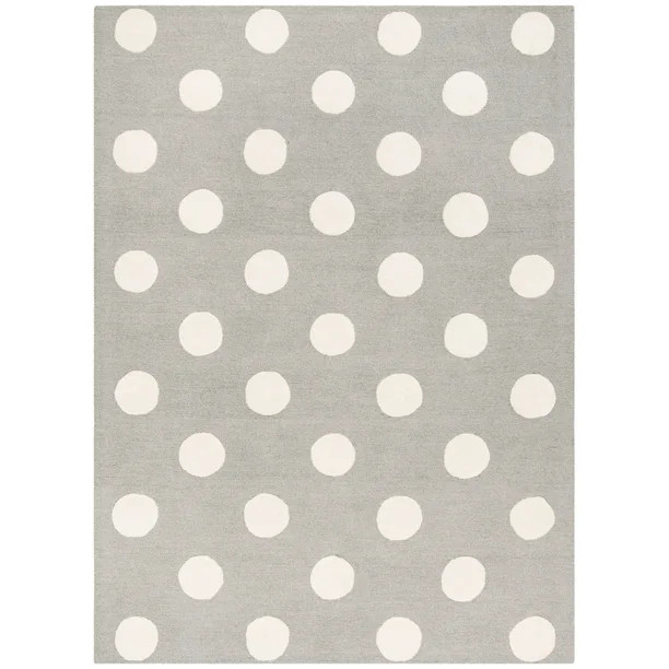 SAFAVIEH Kids Polka Dots Wool Area Rug, Grey/Ivory, 6' x 9' - Walmart.com | Walmart (US)